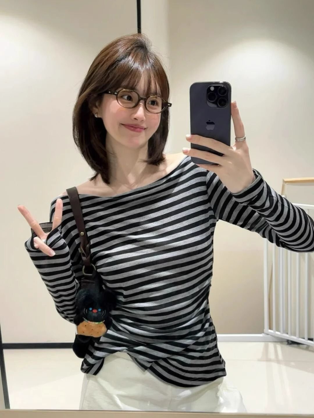 Vapetix S-XL Original Color-Woven Striped Off-the-Shoulder Long-Sleeve T-Shirt for Women, Korean Style Design, O – Bild 9