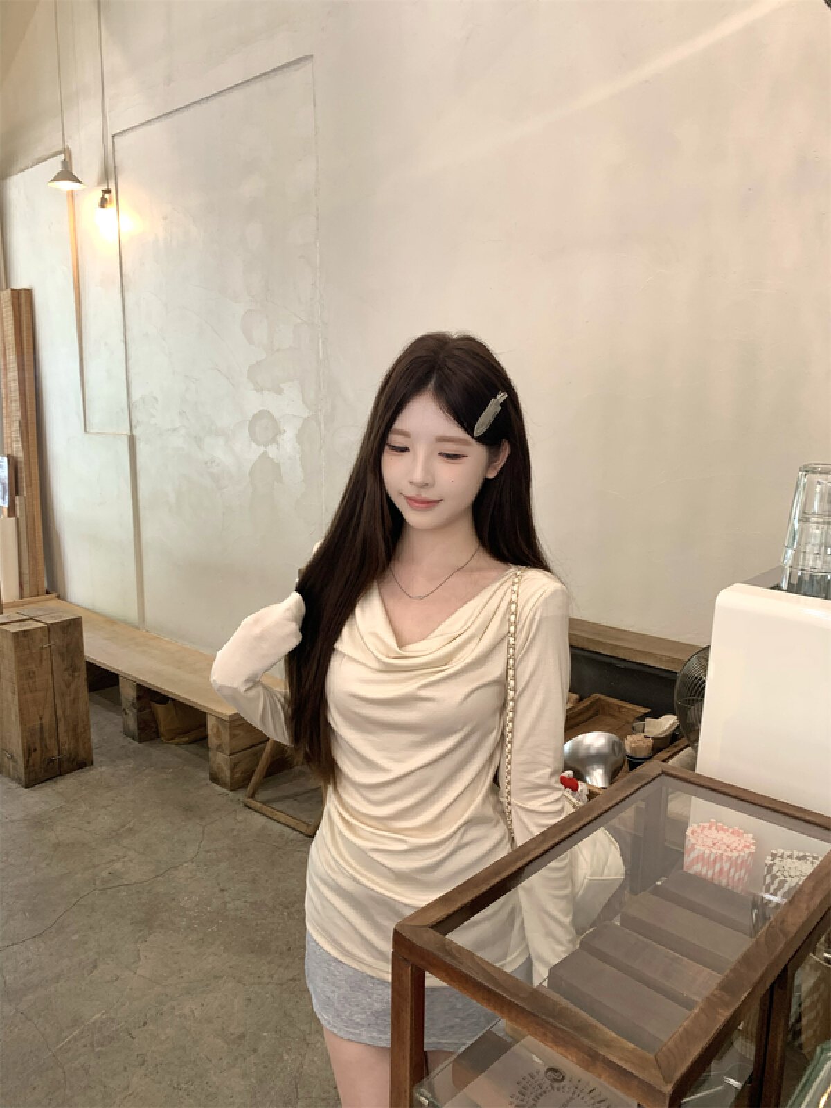 Vapetix S-XL Photographed Autumn Korean Version Pure Desire Nipple Collar Elegant Gentle Youthful Slimming Long – Bild 7