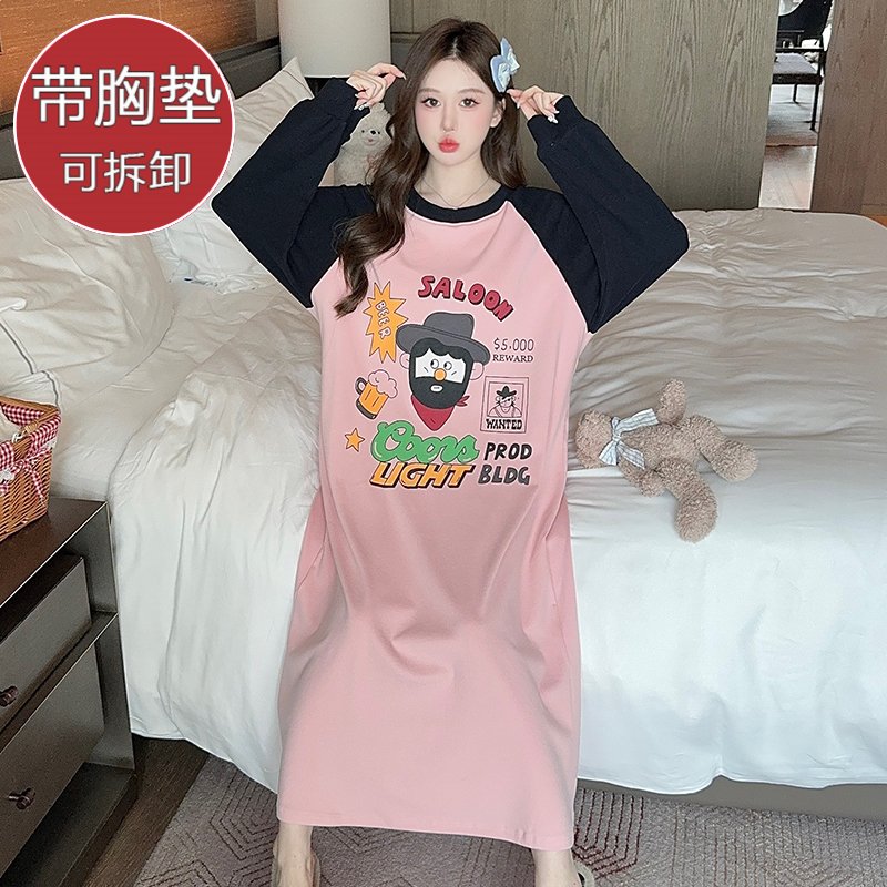 Vapetix M-5XL Women's Spring and Autumn Double-Sided Fleece Pajamas with Sweet Design, Bra Cup Padded Long-Sleeve – Bild 4