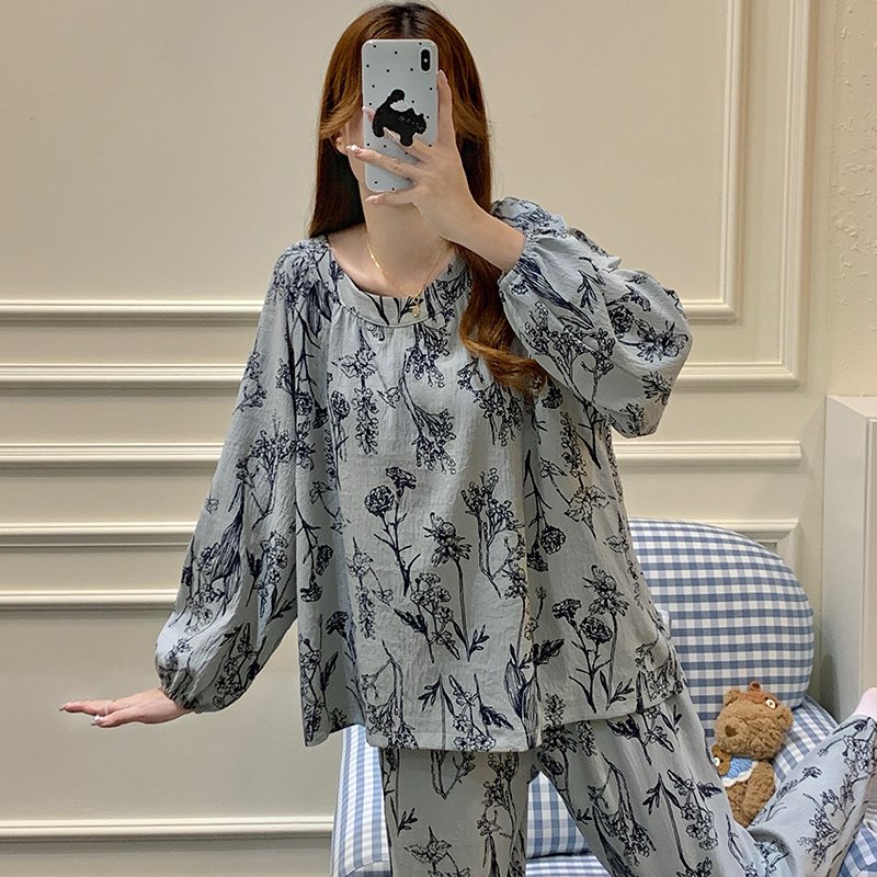 Vapetix M-XXL Princess-style Cloud Cotton Blouse and Pants with Built-in Bra Cup, Long Sleeve, Wearable at Home, – Bild 2