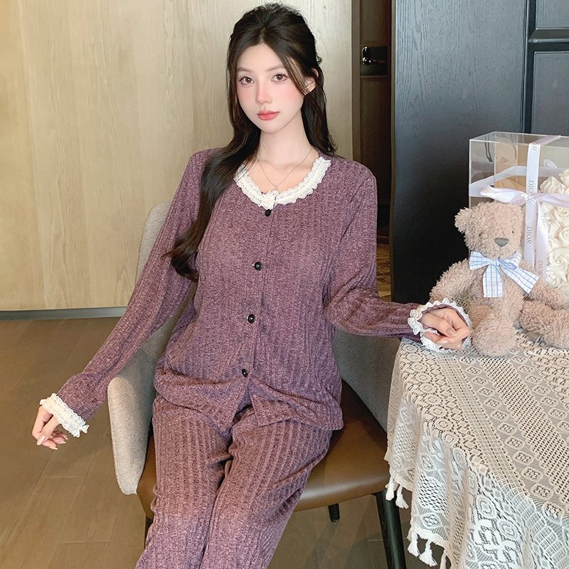 Vapetix M-XXL Fixed Chest Padded Ribbed Cashmere Thin Round Neck Fringe Front Fastener Long Sleeve Long Pants Spr – Bild 4