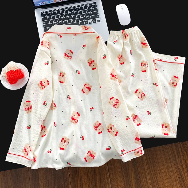 Vapetix M-XXL Jia Mengran 2025 Autumn Cloud Cotton Collarless Open-Front Long-Sleeve Long-Pant Women's Set Leisur – Bild 4