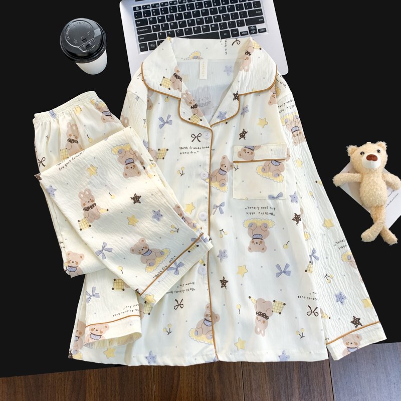 Vapetix M-XXL Qi Mengran 2025 Autumn Cloud Cotton Collarless Cardigan Long-Sleeve Long Pants Women's Set Casual H – Bild 4