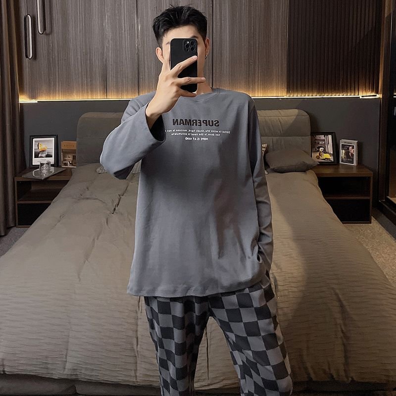 Vapetix L-XXXL Spring and Autumn Winter Men's Two-Pocket Pullover Mock Cotton Crew Neck Long-Sleeve Long Pants Cre – Bild 4