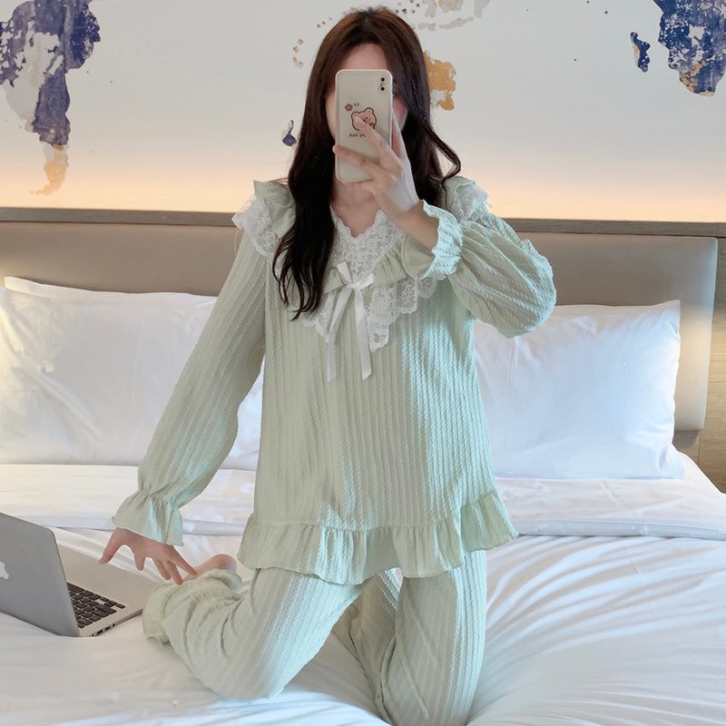 Vapetix M-XL Stellar V-Neck Lace Sweet Princess Style Homecoming Dress Spring and Autumn Season Pure Cotton Natu - 图片 4