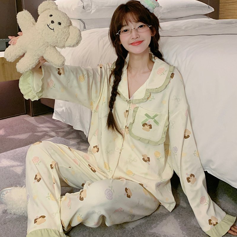 Vapetix M-XXL Women's Sweet and Cute Long-Sleeve Sleepwear Set with Cardigan (100% Combed Cotton) - 2025 Autumn/W – Bild 5