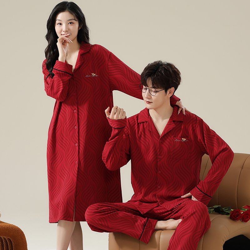 Vapetix M-XXXL New Autumn Cotton-Like Wedding Celebration Crew Neck Hooded Long-Sleeve Long Pants Pajamas for Men - 图片 4