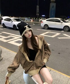 Vapetix S-L Women's Cap Sleeve Leopard Print Puffer Jacket