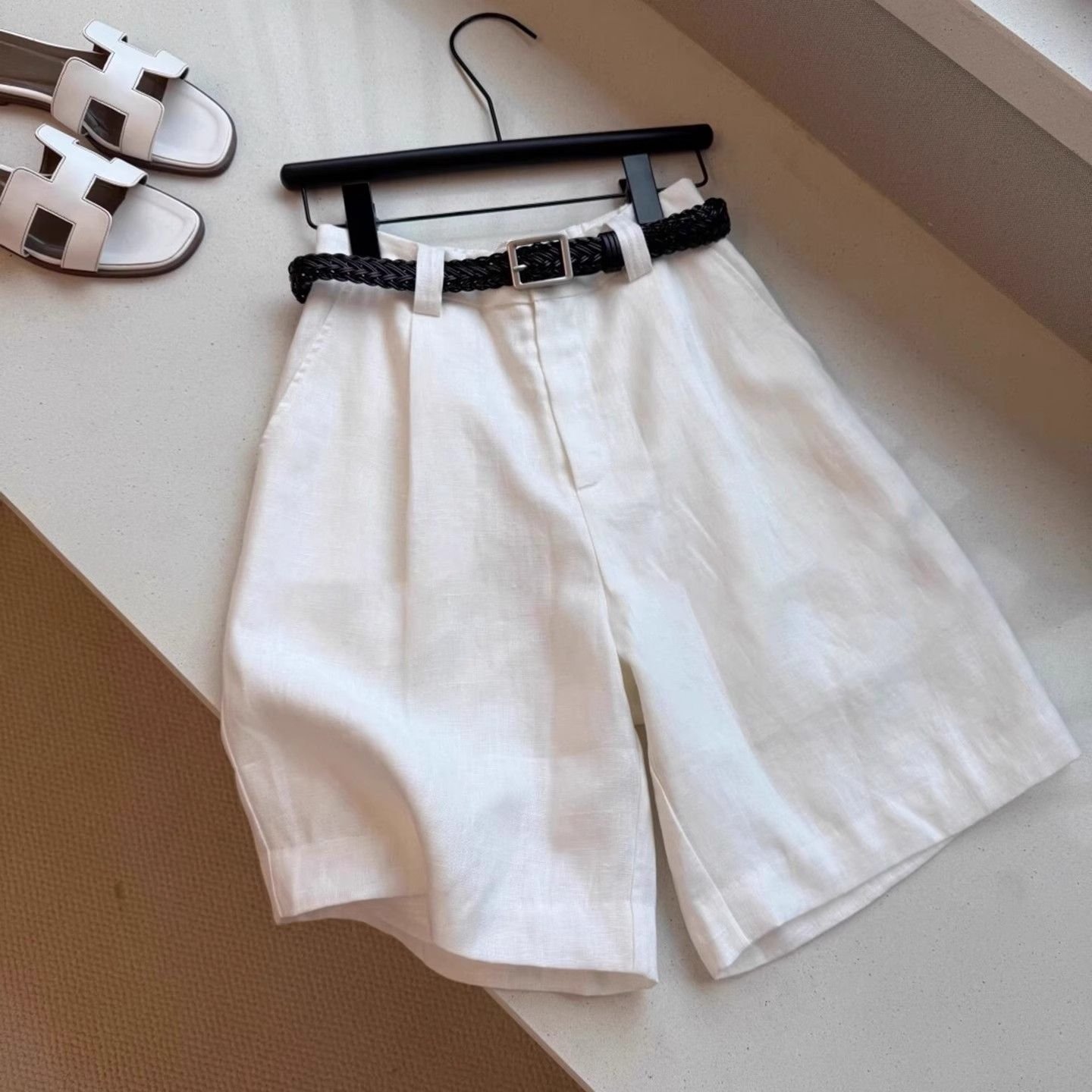 Vapetix S-4XL Women's Summer New Korean Style Linen Shorts, Large Size, Slimming Loose Casual Versatile Wide Leg - 图片 2