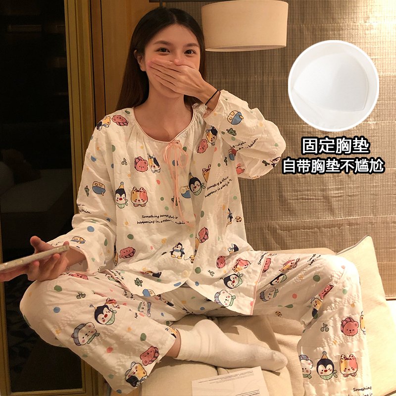 Vapetix M-XXL Ladies' Autumn New Printed Cloud Cotton Round Neck Sweatshirt and Short Shorts Fixed Bralette Home – Bild 5