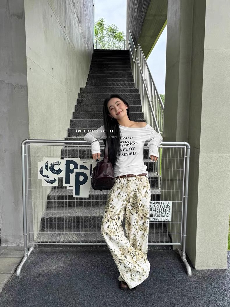 Vapetix M-2XL One-shoulder off-the-shoulder retro Americana hot girl long-sleeved T-shirt for women, early autumn