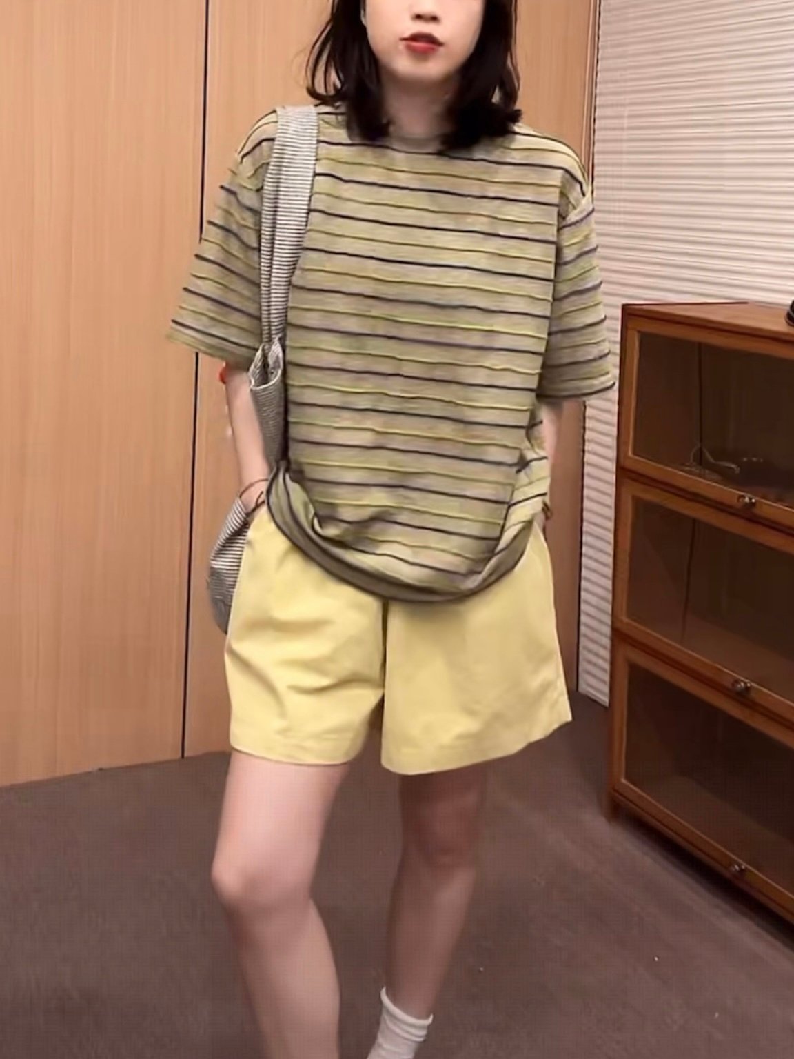 Vapetix S-XL Oversized Short Sleeve T-Shirt with Striped Pattern, Round Neck, Women's New Summer 2025 Half-Sleev