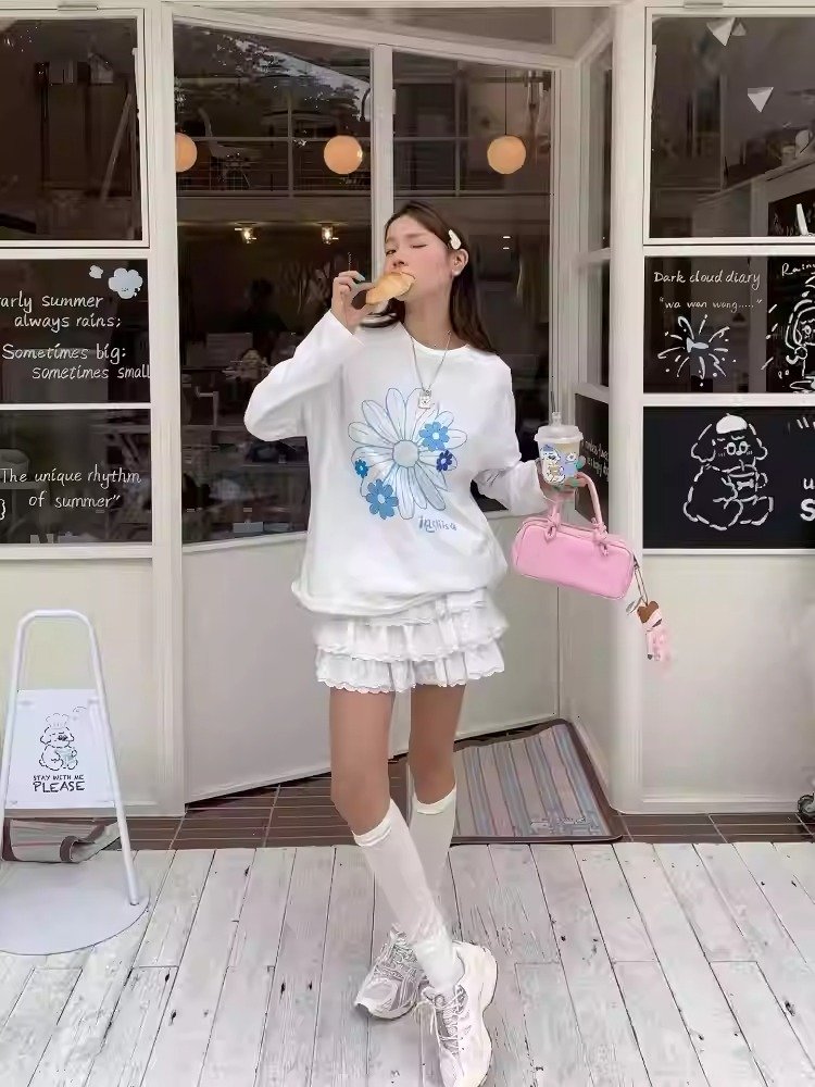 Vapetix S-3XL Official Image 21-ply Pure Cotton - 210g (100% Cotton) Autumn Long Sleeve T-shirt for Women Loose T