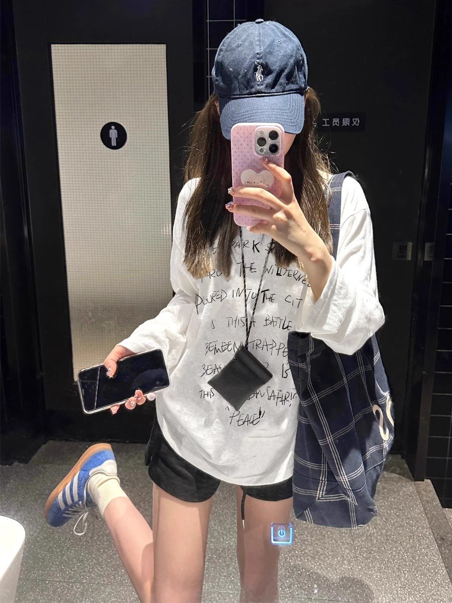 Vapetix S-3XL Official Image 21-ply Cotton - 210g (100% Cotton) Autumn Long Sleeve T-shirt for Women Loose Top Pr – Bild 5