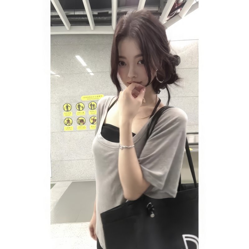 Vapetix S-XL MR Original Version Korean Style Gray High-End Slimming Short-Sleeve T-Shirt for Women Summer Pure – Bild 2