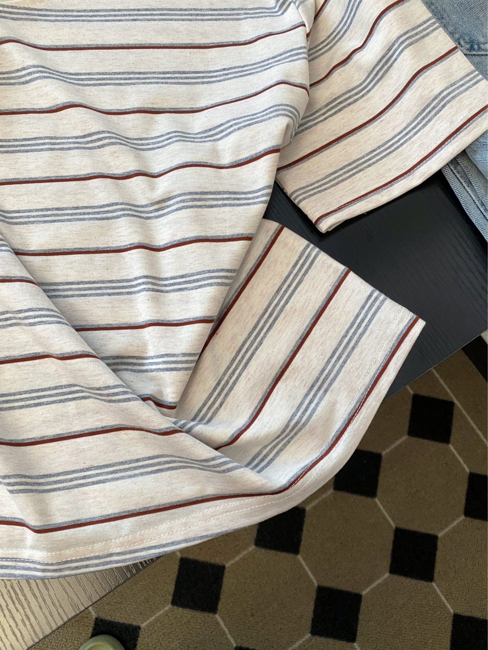 Vapetix S-XL Korean-style striped asymmetrical shoulder short-sleeve women's thin summer new design unique absol