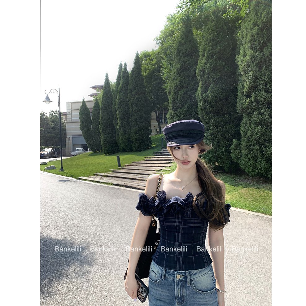 Vapetix S-XL MR【Woven Gauze Embroidery】Sweetheart Cake' Pure Desire One-Shoulder Pure Cotton Edge Waist-Close Fi