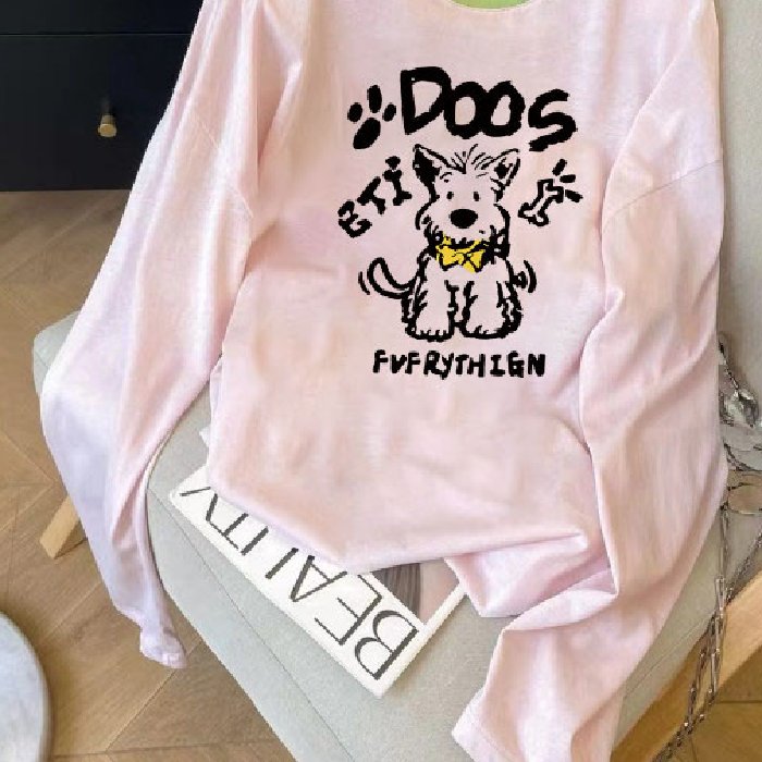 Vapetix M size suitable for 80-100 pounds-Size 3XL fits for 190-210 lbs Women's Loose Casual Sun Protection Top with Round Neck Color Block Letter Print, Long Sleeve, Autu – Bild 2