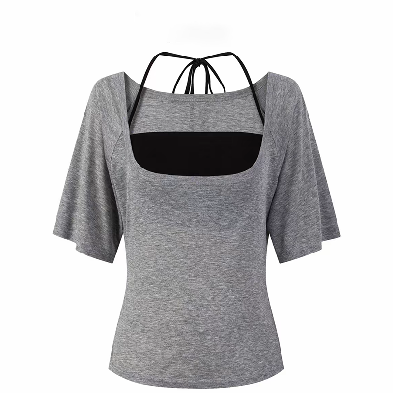 Vapetix S-XL MR Original Version Korean Style Gray High-End Slimming Short-Sleeve T-Shirt for Women Summer Pure – Bild 3