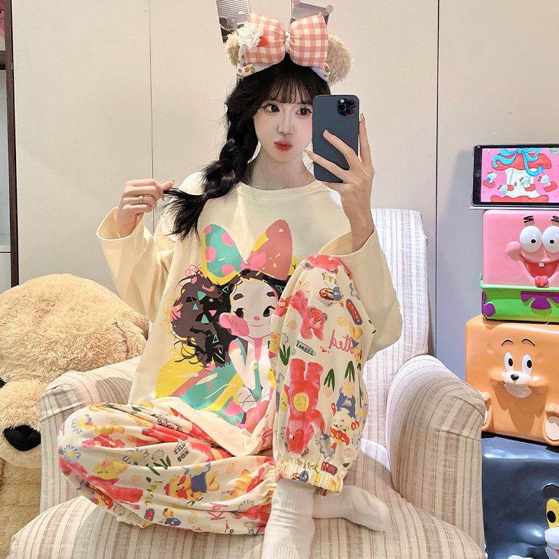 Vapetix M-XXL Women's Fall New Sleepwear Set: Stretch Cotton Mock Neck Turtleneck Top, Long Sleeve Long Pants, Sw – Bild 5