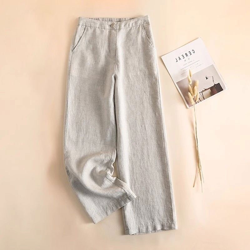 Vapetix S-3XL Women's Linen Wide Leg Pants 2025 New Thin Linen Fabric Flowy High-Waist Summer Korean Style Loose - 图片 2