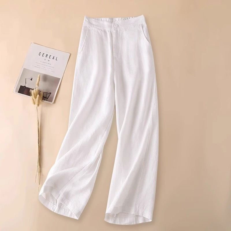 Vapetix S-3XL Women's Linen Wide Leg Pants 2025 New Thin Linen Fabric Flowy High-Waist Summer Korean Style Loose - 图片 5