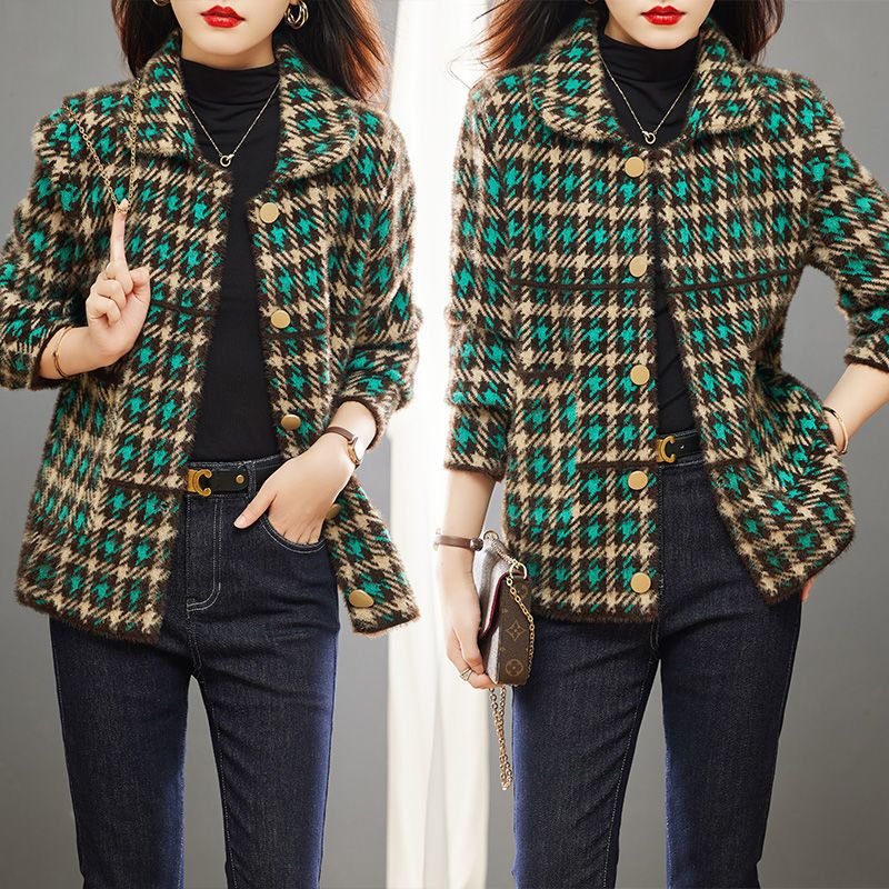 Vapetix S-3XL 2025 New Arrival Women's Wool Plaid Coat – Korean-Style, Loose-Fit, Short Design, Trendy Casual Top