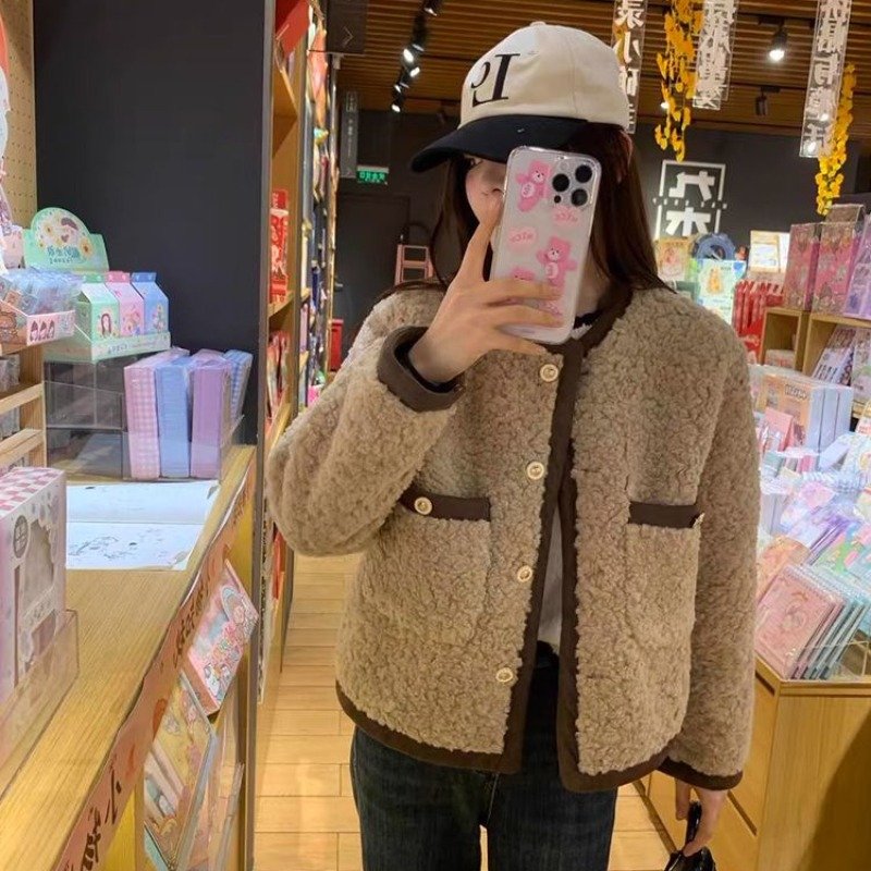 Vapetix S-3XL Korean Lamb Wool Coat for Women - Spring and Autumn/Winter 2025 New Arrival - Petite Size - Aroma S