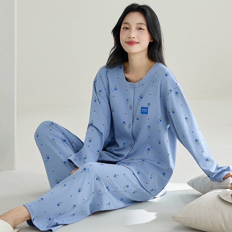 Vapetix M-XXL Spring and Autumn New Open Cardigan 100% Cotton Long Sleeve Women's Sweet Casual Home Wear Set – Bild 5