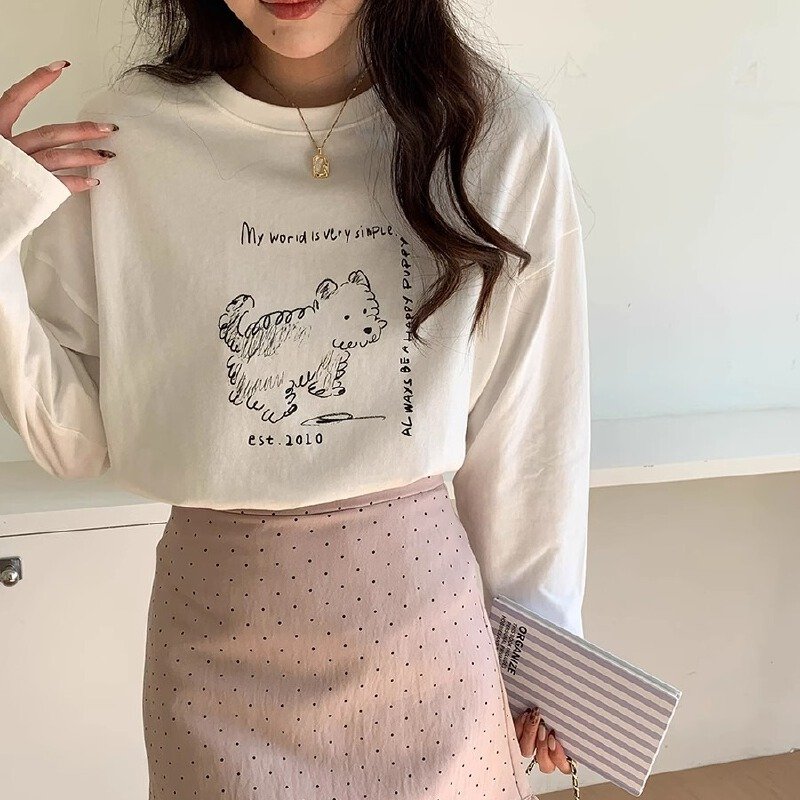 Vapetix S-3XL Korean Foreign Trade: 21-Count Pure Cotton - 210g 100% Cotton Autumn Long-Sleeve T-Shirt for Women, – Bild 2