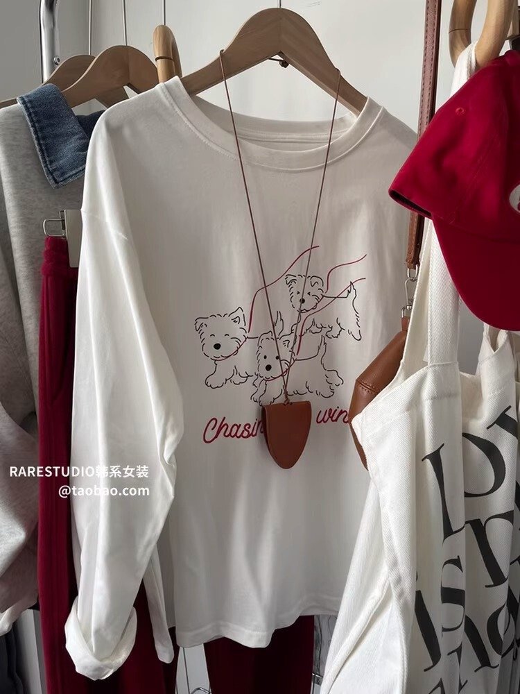 Vapetix S-3XL Korean Foreign Trade: 21-Count Pure Cotton - 210g 100% Cotton Autumn Long-Sleeve T-Shirt for Women, – Bild 2