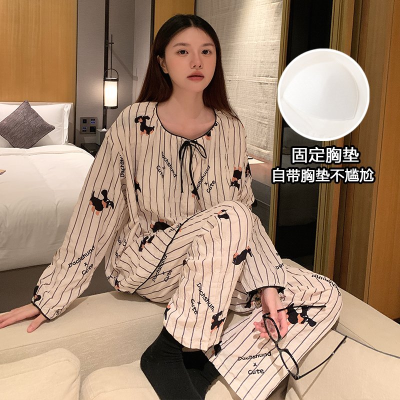 Vapetix M-XXL Ladies' Autumn New Sleepwear Set: Floral Cloud Pattern Cotton Crew Neck Sweatshirt and Short Shorts – Bild 5