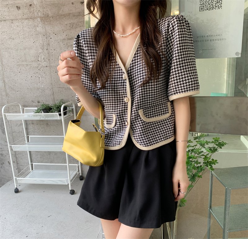 Vapetix S-2XL Women's Summer 2025 New Chiffon Shirt Jacket, Striped, V-Neck Short-Sleeve Cardigan Top, Stylish an