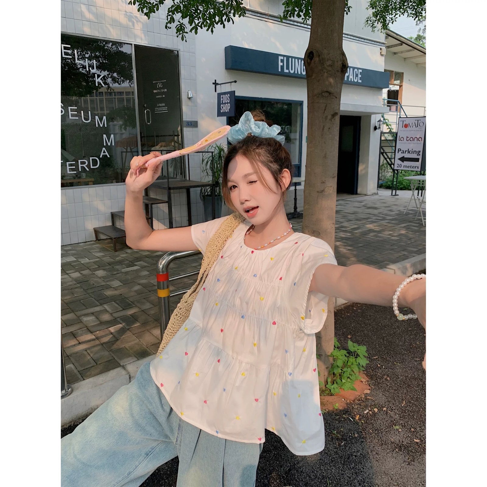 Vapetix S-XL (Original Fabric) Colorful Heart Print Doll Shirt 2025 Summer New Design Loose Top – Bild 2