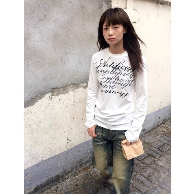 Vapetix S-3XL Official Image 21-ply Pure Cotton - 210g (100% Cotton) Autumn Long-sleeve T-shirt for Women Loose T – Bild 2