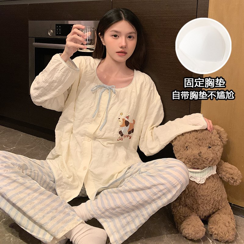 Vapetix M-XXL Ladies' Fall New Sleepwear Set with Floral Cloud Print, Crew Neck Top, Short Sleeve, Shorts, Fixed