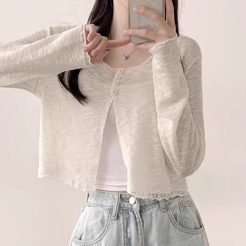 Vapetix Free Size-Free Size Lady's Short-Sleeve Top 2025 Spring Unique Style Knit Long-Sleeve Sun Protection Shirt New Style Ou – Bild 7