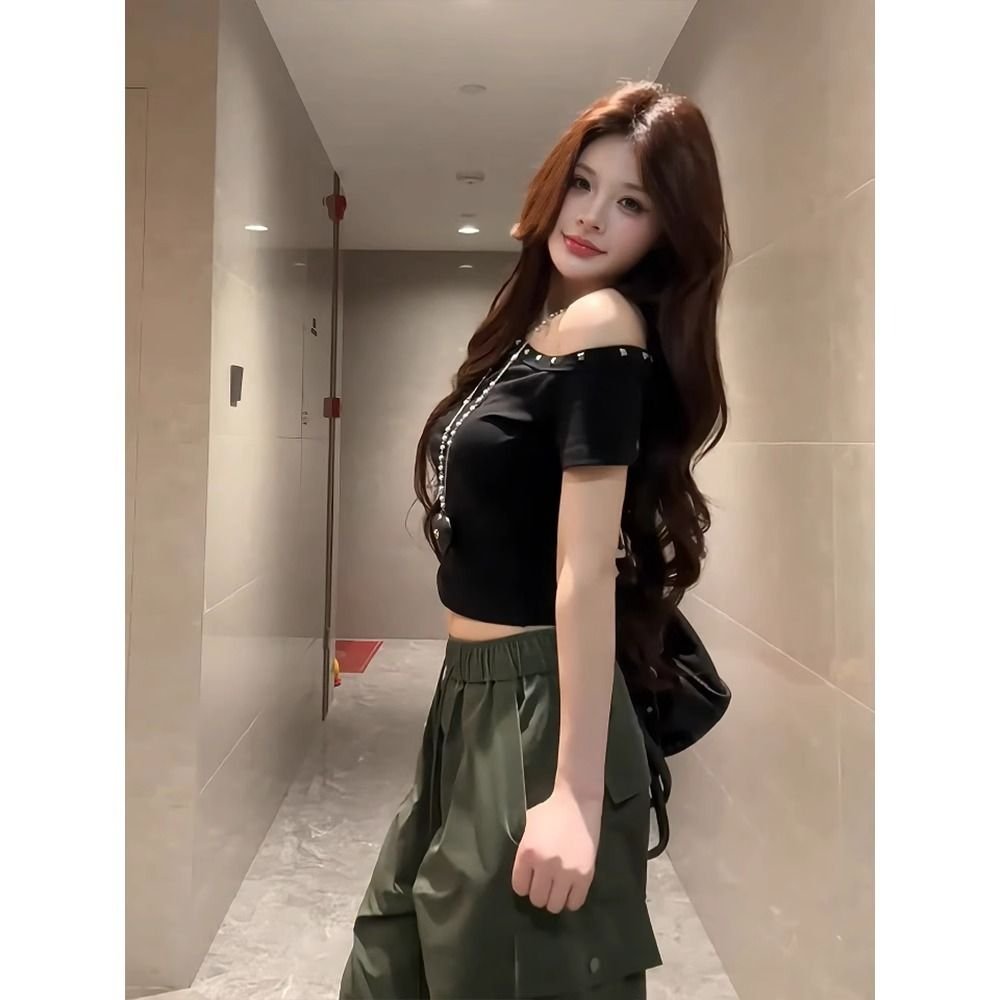 Vapetix S-XL Women's Fitted Short-Sleeve T-Shirt with Diagonal Hemming Technology - 40% Cotton