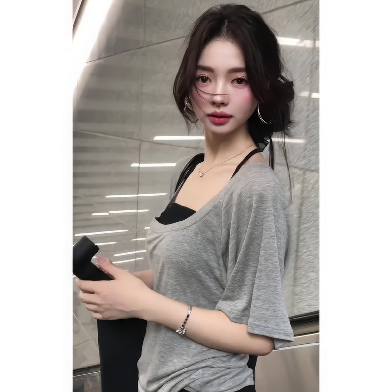 Vapetix S-XL MR Original Version Korean Style Gray High-End Slimming Short-Sleeve T-Shirt for Women Summer Pure – Bild 4