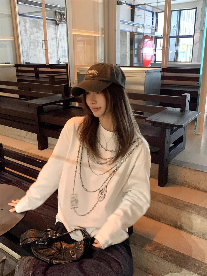 Vapetix S-3XL Official Image 21-ply Pure Cotton - 210g (100% Cotton) Autumn Long-sleeve T-shirt for Women Loose T