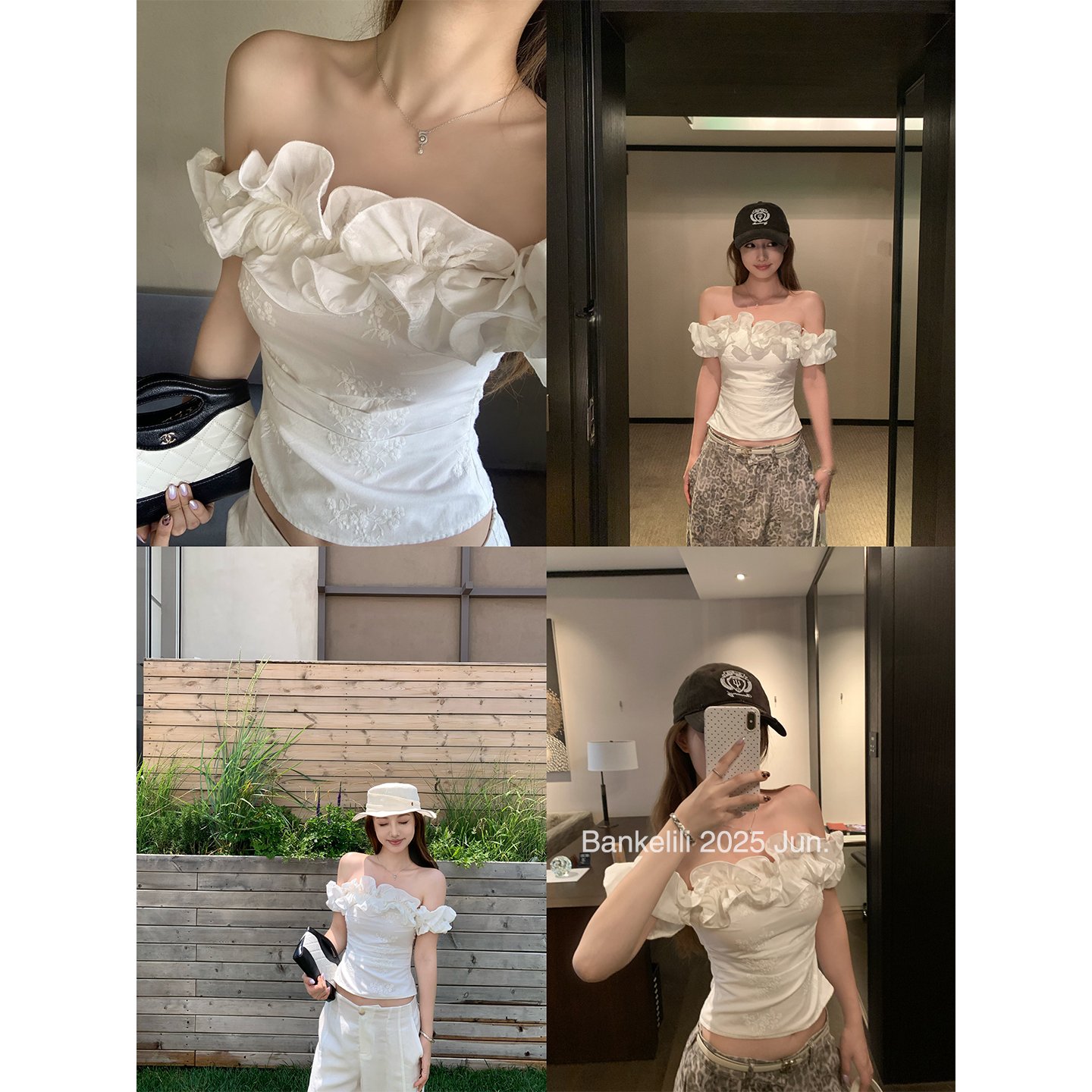 Vapetix S-XL MR【Woven Gauze Embroidery】Sweetheart Cake' Pure Desire One-Shoulder Pure Cotton Edge Waist-Close Fi – Bild 5