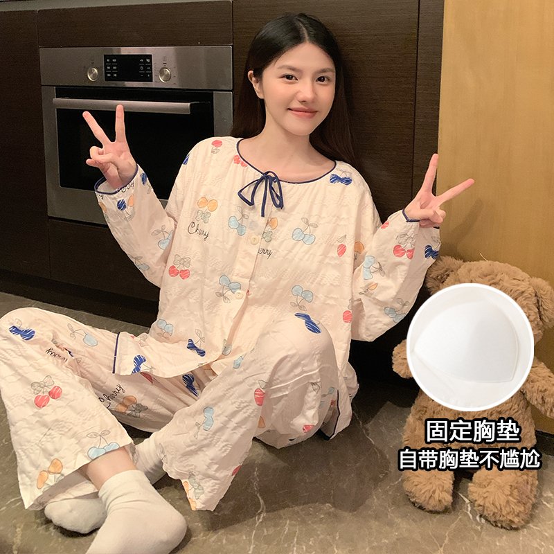 Vapetix M-XXL Women's Fall New Sleepwear Set: Floral Cloud Print Cotton Crew Neck Top, Short Sleeve Shorts, Fixed – Bild 2