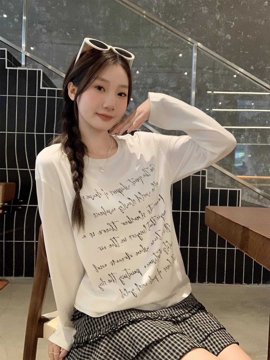 Vapetix S-3XL Official Image 21-ply Pure Cotton - 210g (100% Cotton) Autumn Long Sleeve T-shirt for Women Loose T – Bild 2