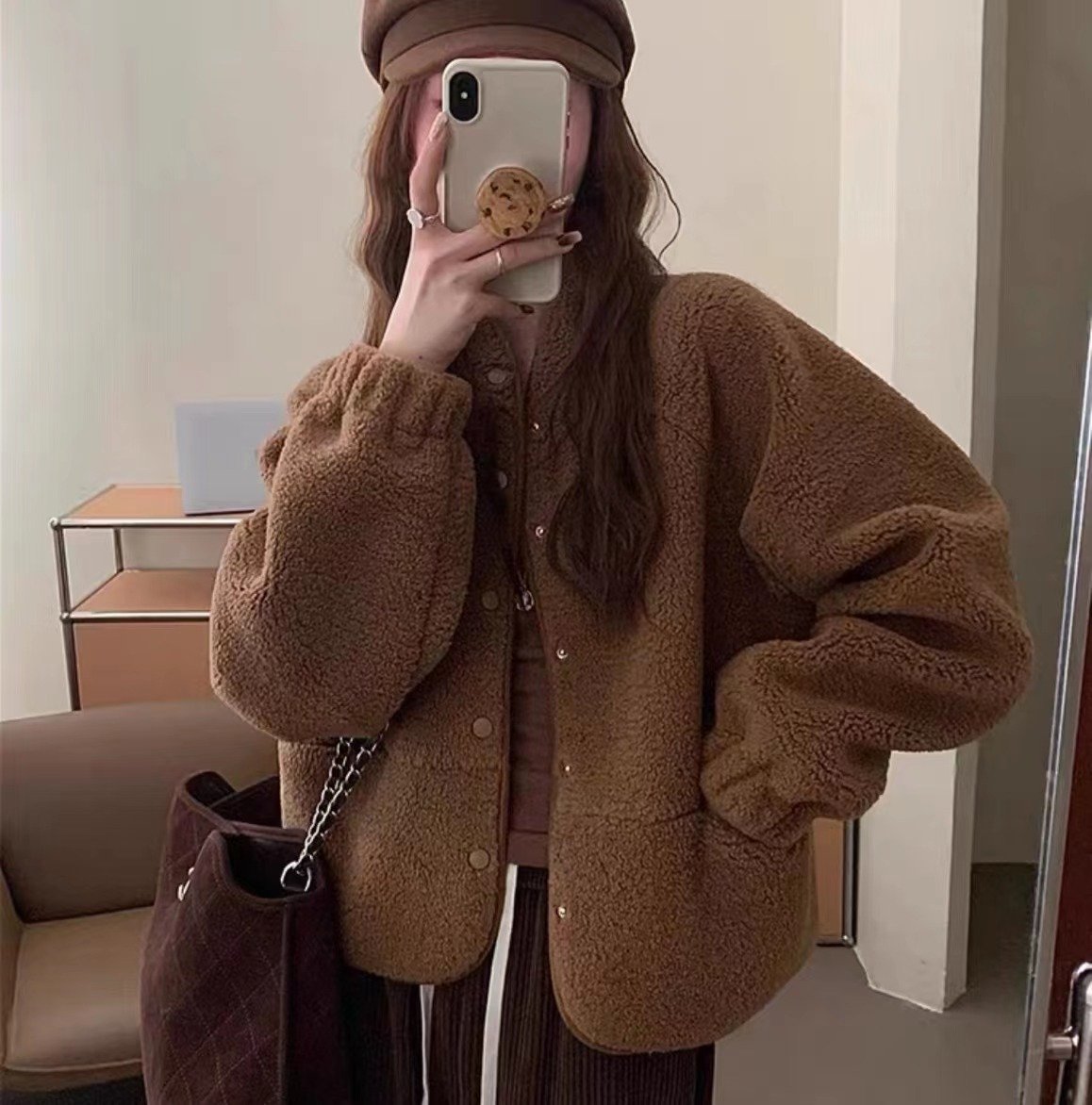 Vapetix S-2XL Women's Fashionable Oversized Short-Sleeve Wool Blend Coat with High-End Sensibility - Autumn/Winte – Bild 2