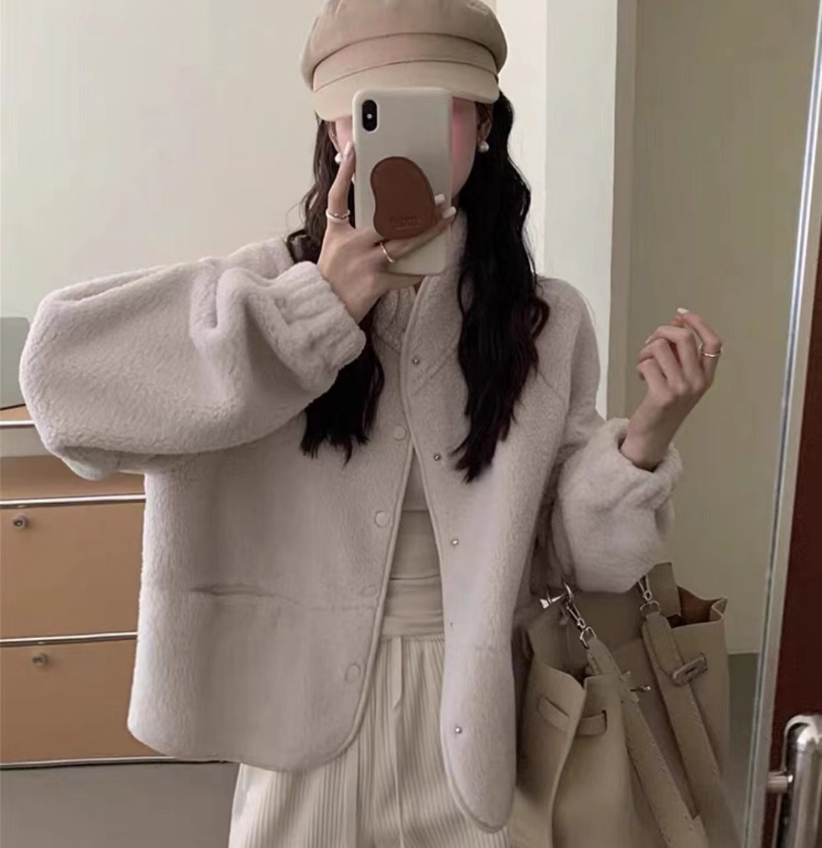 Vapetix S-2XL Women's Fashionable Oversized Short-Sleeve Wool Blend Coat with High-End Sensibility - Autumn/Winte – Bild 3