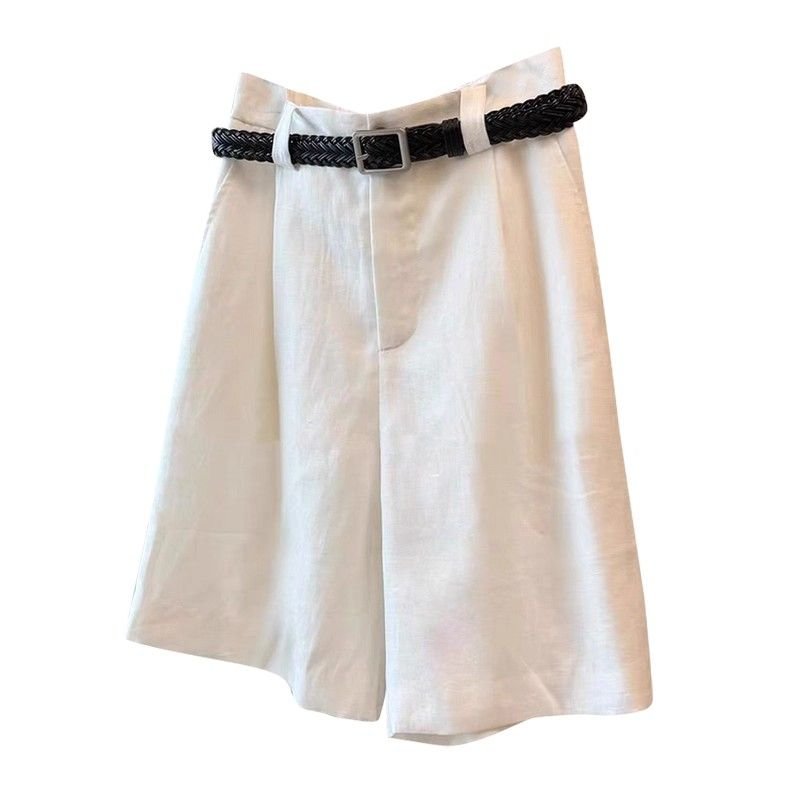 Vapetix S-4XL Women's Summer New Korean Style Linen Shorts Large Size Slimming Loose Casual Versatile Wide Leg Fi