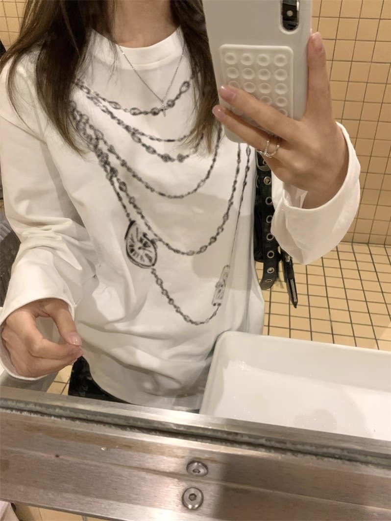 Vapetix S-3XL Official Image 21-ply Pure Cotton - 210g (100% Cotton) Autumn Long-sleeve T-shirt for Women Loose T – Bild 2