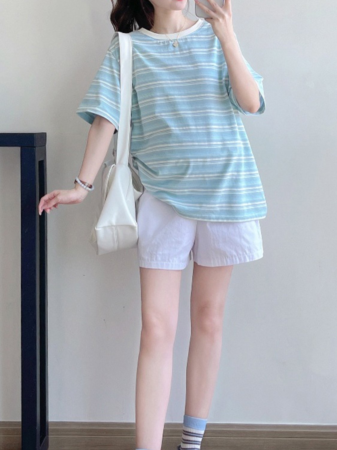 Vapetix S-L Korean-style trendy retro striped short-sleeve t-shirt for women, summer 2025 new design, loose cas