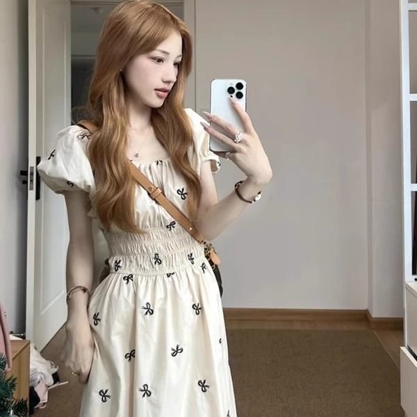 Vapetix S-4XL Summer New Korean Version Slimming Elegant A-line Long Dress French Fashion High-end Square Collar