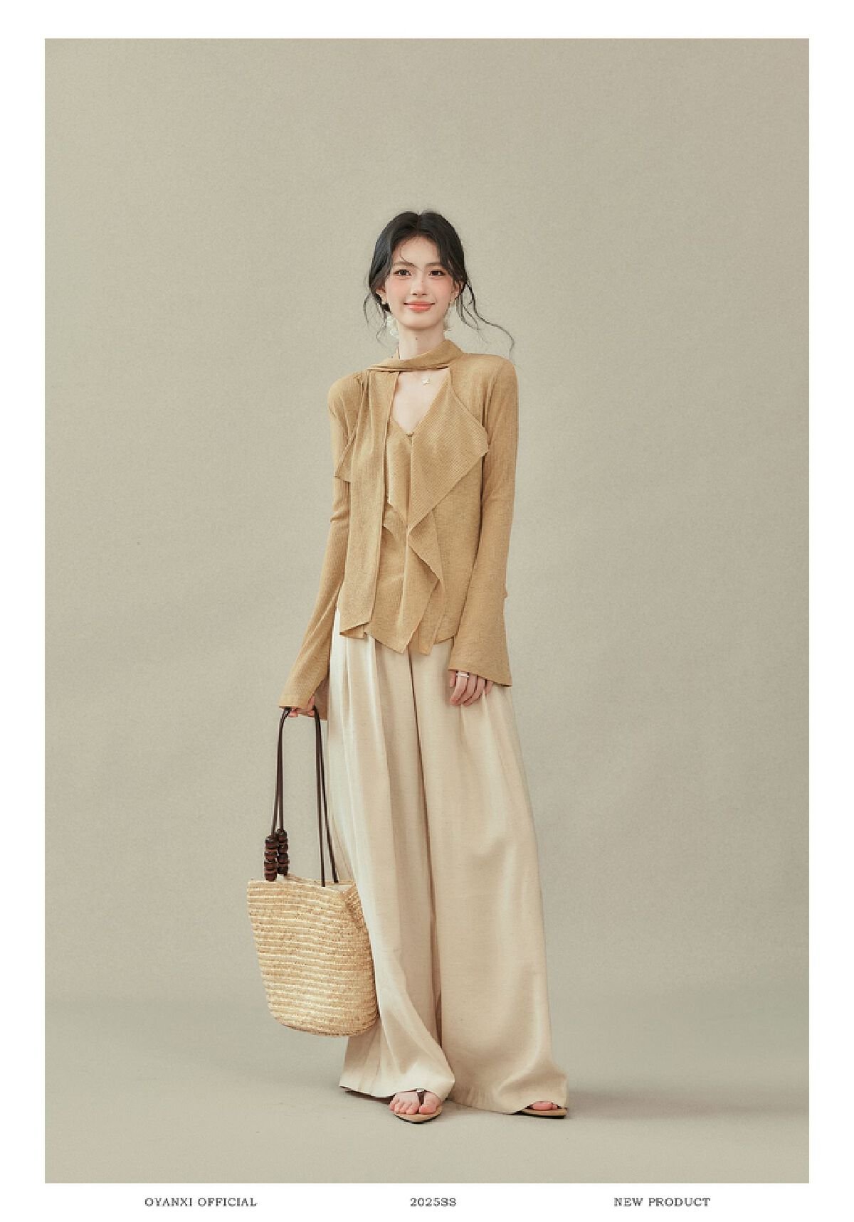 Vapetix S-XL Relaxed Design Sensory Strappy V-Neck T-Shirt for Women - 2025 Autumn New Arrival Long-Sleeved Top